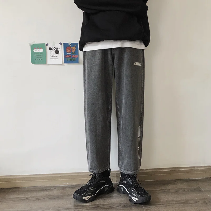 Мужские мешковатые мужские брюки-карго с карманами черные/серые повседневные