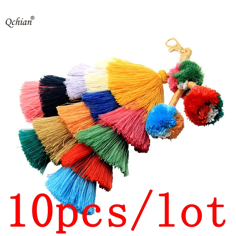 10 шт./лот большой цветной хлопковый брелок ручной работы в богемном стиле с