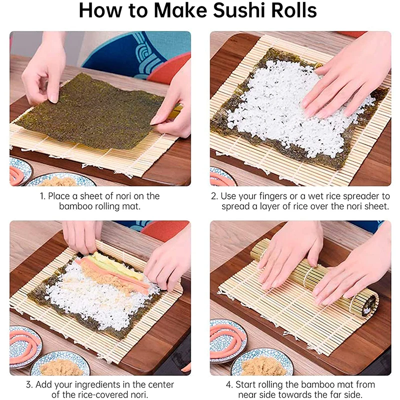 Homemade Sushi Making Kit Bamboo Rolling Diy Maker Set of 12 Piece Kitchen Rice Mold Tools for Kids Beginners | Дом и сад