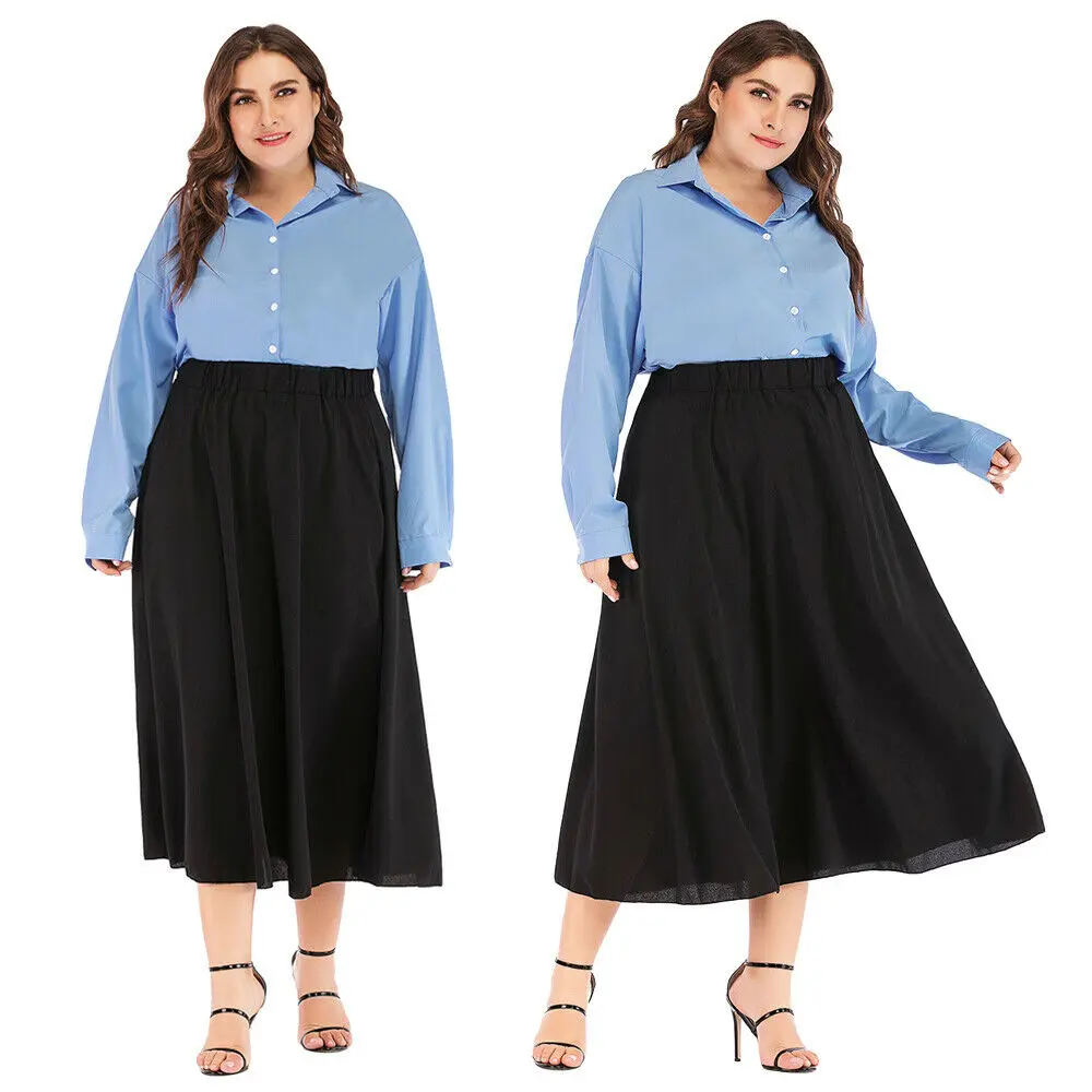 2 шт. женская блузка с длинным рукавом и юбка свободного покроя|Мусульманская
