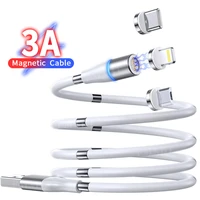 magnetic data cable magic rope retractable fast charge for iphone 12 samsung xiaomi type c micro usb automatically storage cable