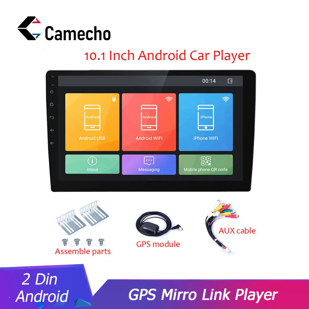 Camecho Android 10 1 дюймов HD автомобильное радио 2 Din Авторадио GPS навигация Wifi Bluetooth MP5