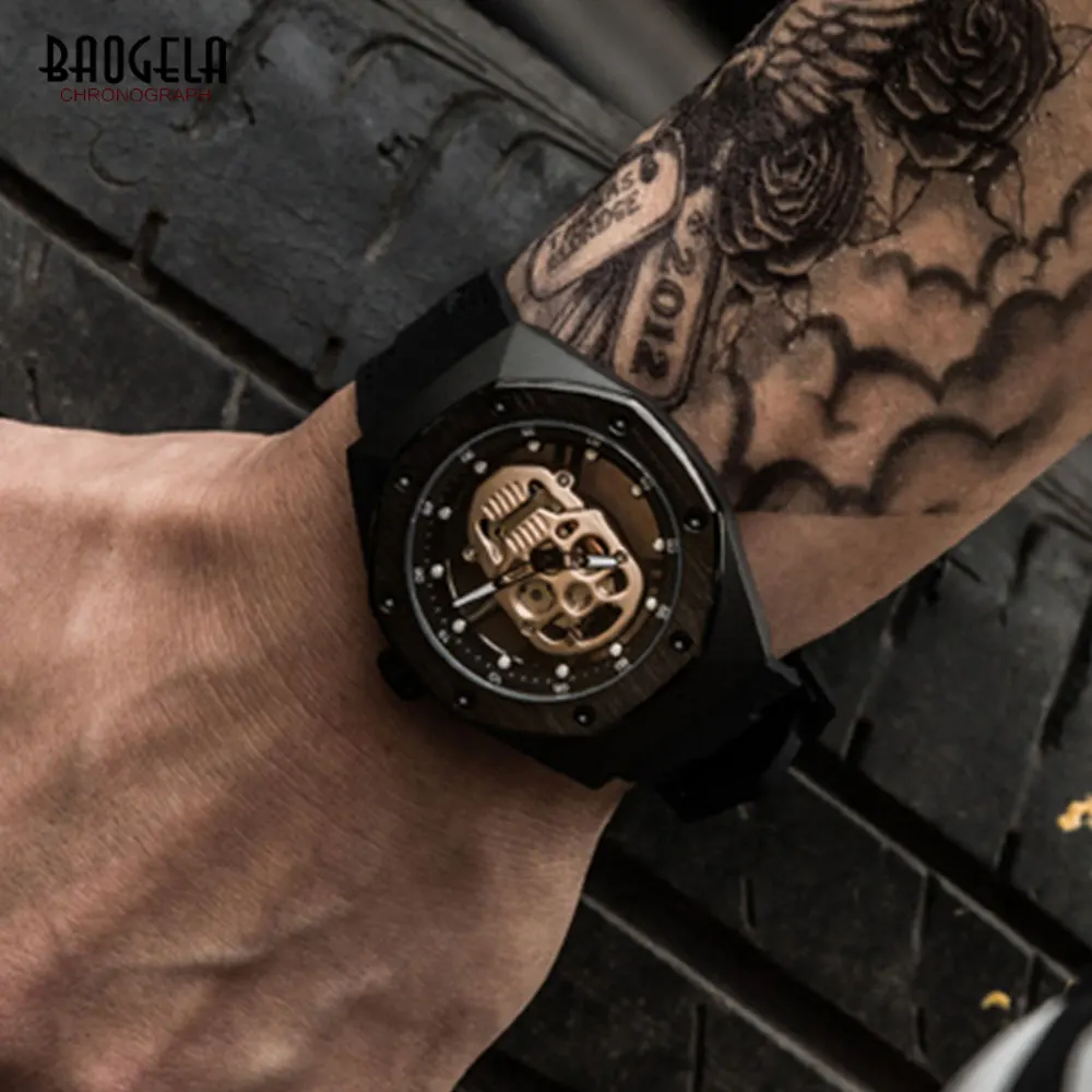 BAOGELA Men's Skull Quartz Watches Luxury Military Sports Wristwatch Male Silicone Skeleton Watch Relogios Masculino 1902 | Наручные