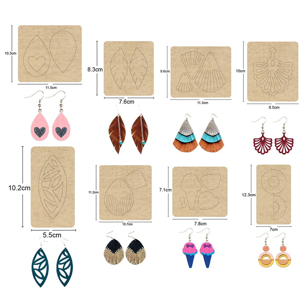 

DIY Earrings Pendants Handmade Leather Goods DIY Stamping Engraving Laser Mold Leather Crafts Wooden Kraft Paper Tools