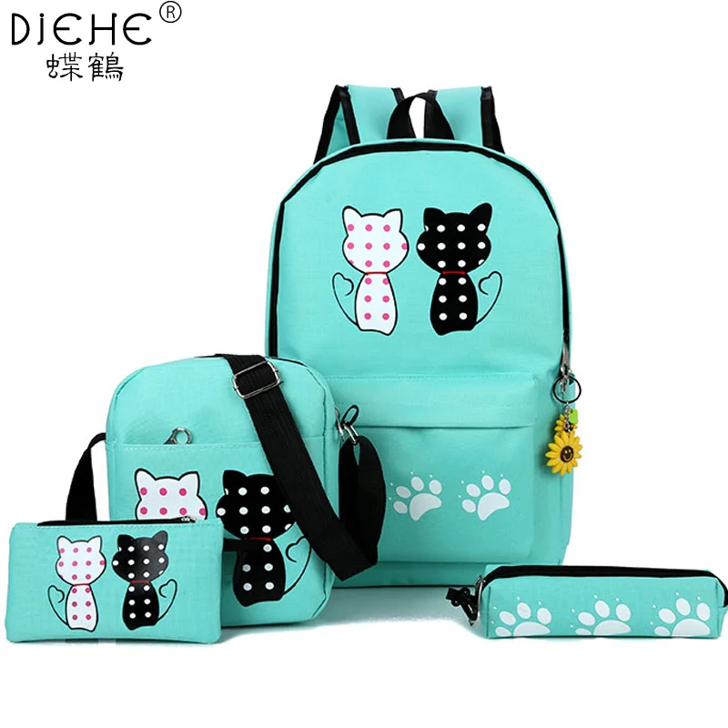 Модные новые женские нейлоновые рюкзаки 4 шт./компл. школьные сумки для девочек и