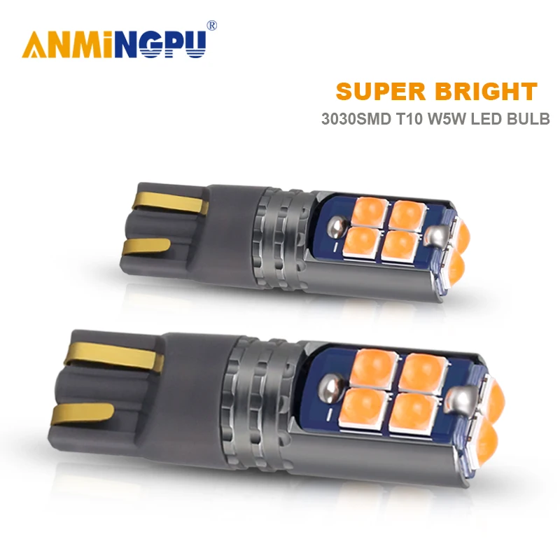 

ANMINGPU 2 шт. сигнальная лампа T10 Светодиодная лампа 3030SMD W5W Светодиодная CAN-шина габарисветильник огни светильник чтения свет s Внутреннее освещ...