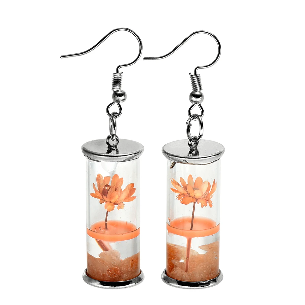 Модные неувядающие серьги в виде сушеных цветов с дрифтом бутылке Стеклянные