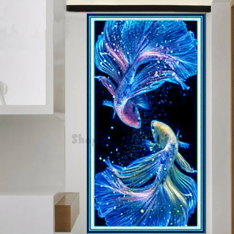 Фантазия синий кои Карп Алмазная картина животные картины рыба вышивка полный
