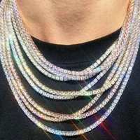 fashion trend 1 row rhinestone mens hip hop necklace rapper necklace ice tennis necklace shiny womens necklace