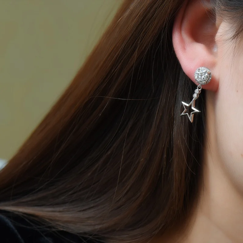 Серьги пусеты с бриллиантами 2 карата 1 карат D Moissanite Star серебро 925 пробы корейские