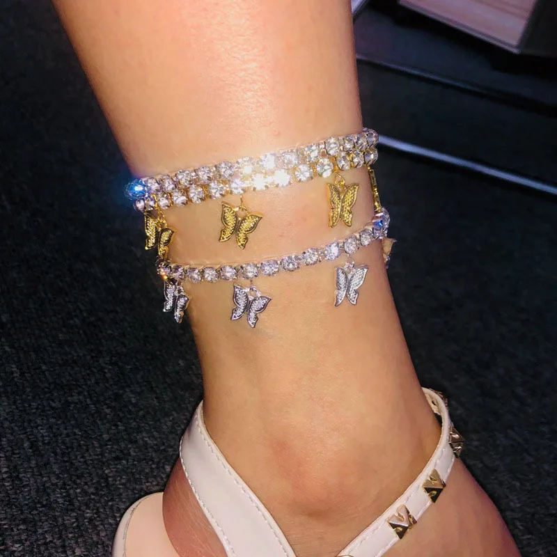 

2Pcs Fashion Cute Butterfly Pendant Anklets for Women Gold Color Chain Ankle Bracelet on Leg 2020 Bohemian Beach Foot Jewelry