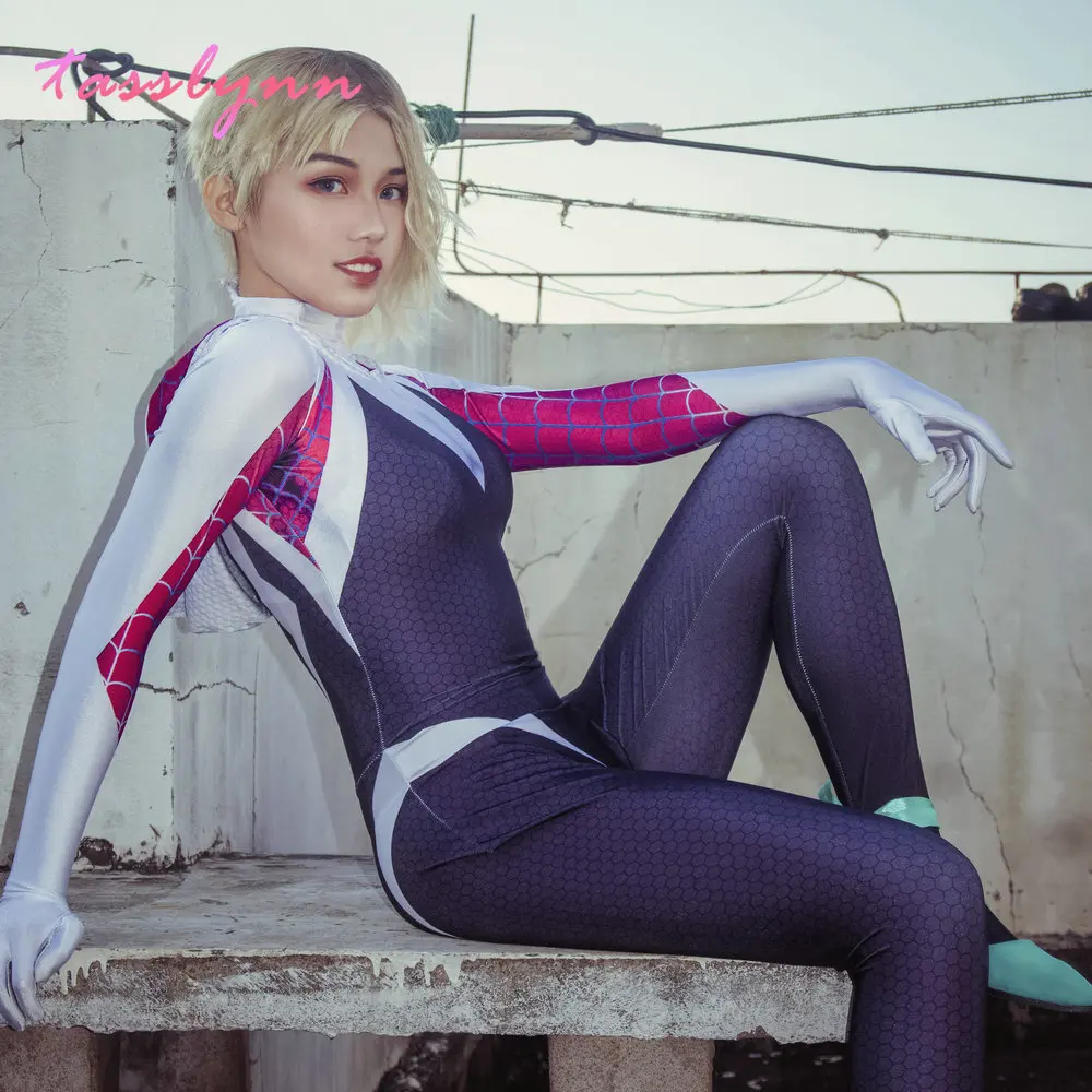 Anime Cosplay Gwenom Costume Sexy Gwen Stacy Cosplay Halloween Costumes for Women Superhero Spider Girls Tights Suit