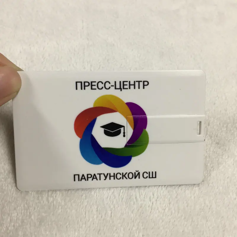 Флэш накопитель USB 2 0 с логотипом на заказ белый пластиковый флэш для кредитных