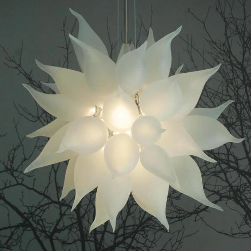 

Современная Подвесная лампа Матовая Белая хрустальная люстра, люстра ручной работы из дутого стекла для гостиной