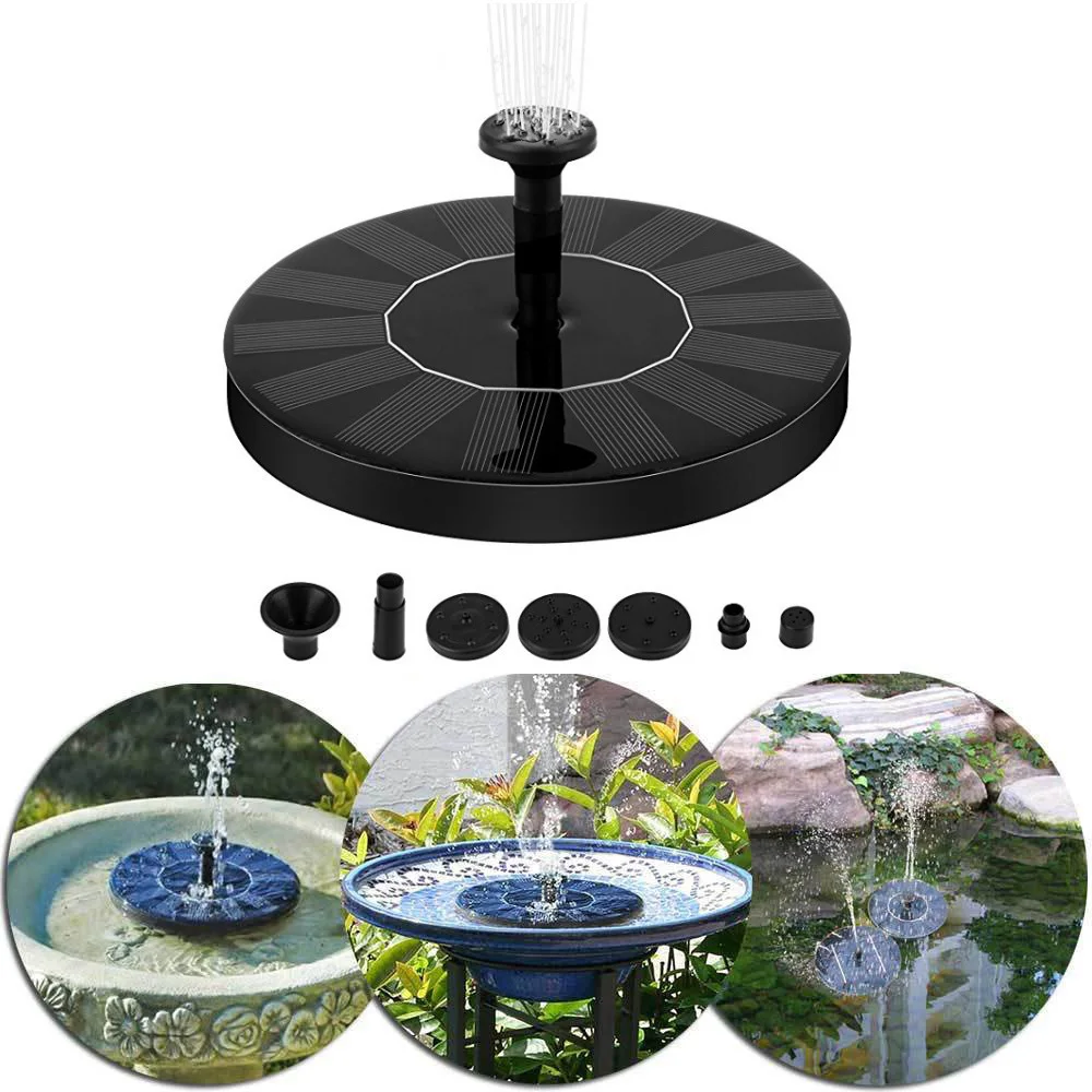 Solar Bird Bath Fountain Pump Solar Fountain with Nozzle Floating Solar Powered Water Fountain Pump for Bird Bath Garden Pool