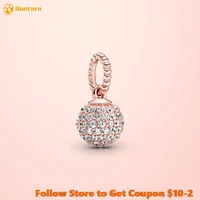 danturn 925 sterling silver charms pink pave ball pendant charms fit original pandora necklaceas for women jewelry making gift