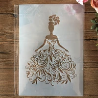 1pcs a4 29cm mandala bride dress girl diy layering stencils painting scrapbook coloring embossing album decorative template