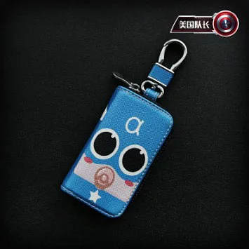 Captain America Чехол для ключей с героями мультфильмов и супергероями, маленькие кошельки для ключей, Марвел, летучая мышь, Человек-паук, Железный человек, кожаная сумка для ключей, милые брелки на молнии - Цвет: Captain America