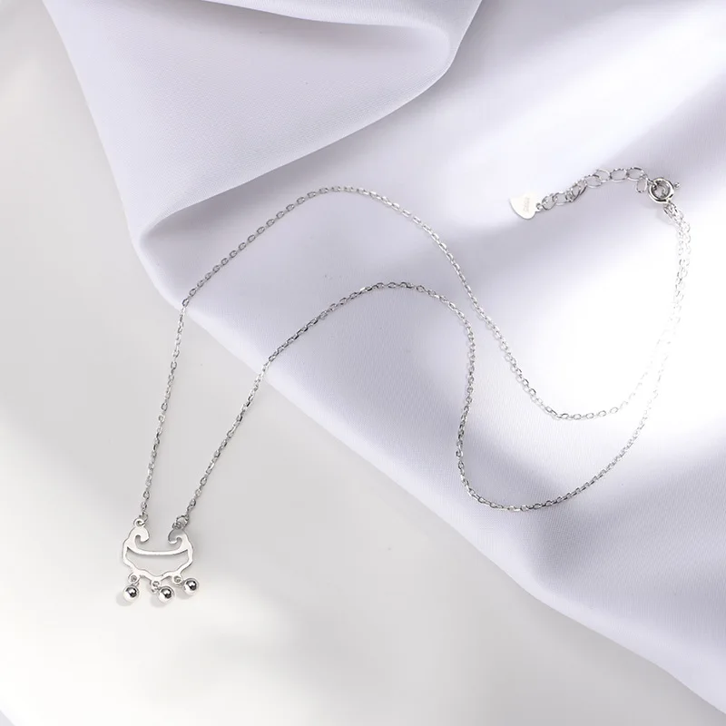 

Concentric long life lock necklace female Korean version of s925 silver jewelry short sweater pendant clavicle chain