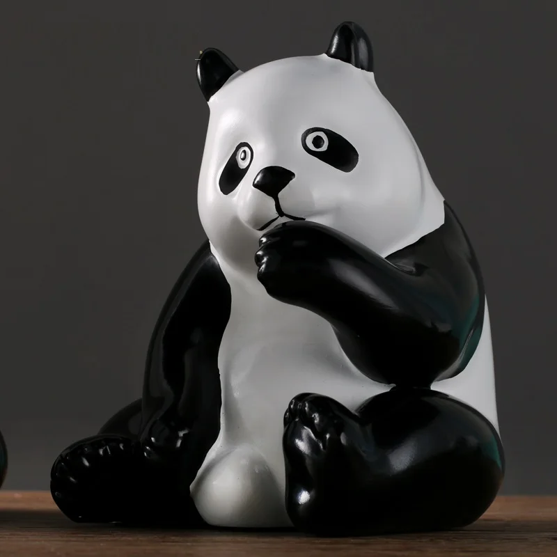 

WU CHEN LONG 3 Pcs/set Modern Panda Statue Creative Animal Living Room Cabinets Ornaments Home Decoration Resin Crafts R4065