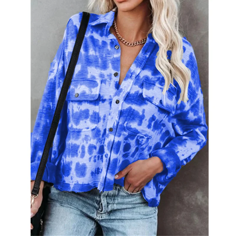 

Новинка Осень 2021, женская футболка с принтом в европейском и американском стиле, футболка с длинными рукавами и отложным воротником