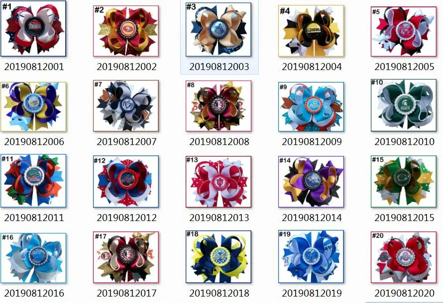 mix color min is 5pc 120 шт спортивный бант для волос университетский бутик бант для волос футбольная многослойная заколка для волос - Цвет: mix color min is 5pc
