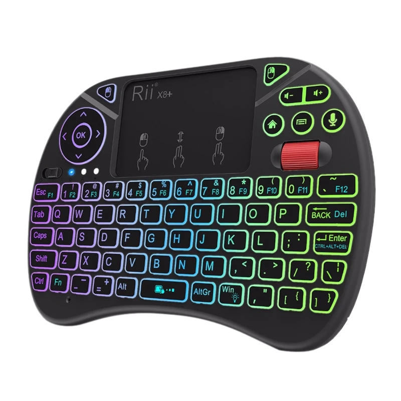Rii X8 + RGB 2 4G Беспроводная клавиатура с сенсорной панелью голосовой поиск