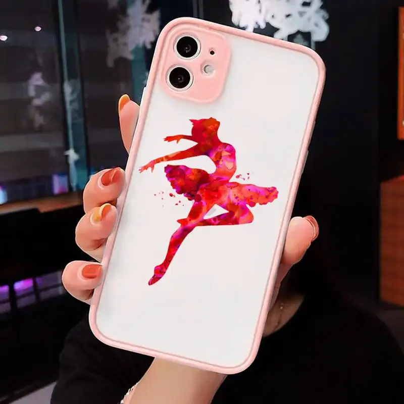 

Cute cartoon art colorful ballerina Phone Cases Matte Transparent for iPhone 7 8 11 12 s mini pro X XS XR MAX Plus cover funda