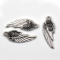 5pcs charms angel wings 3012mm antique tibetan silver pendant finding accessories diy vintage choker necklace handmade