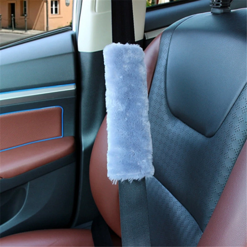 2 peice/set Soft Plush Seat Belt Cover Shoulder Pad Shoulder Strap Case Comfortable Driving Car Seatbelt images - 4