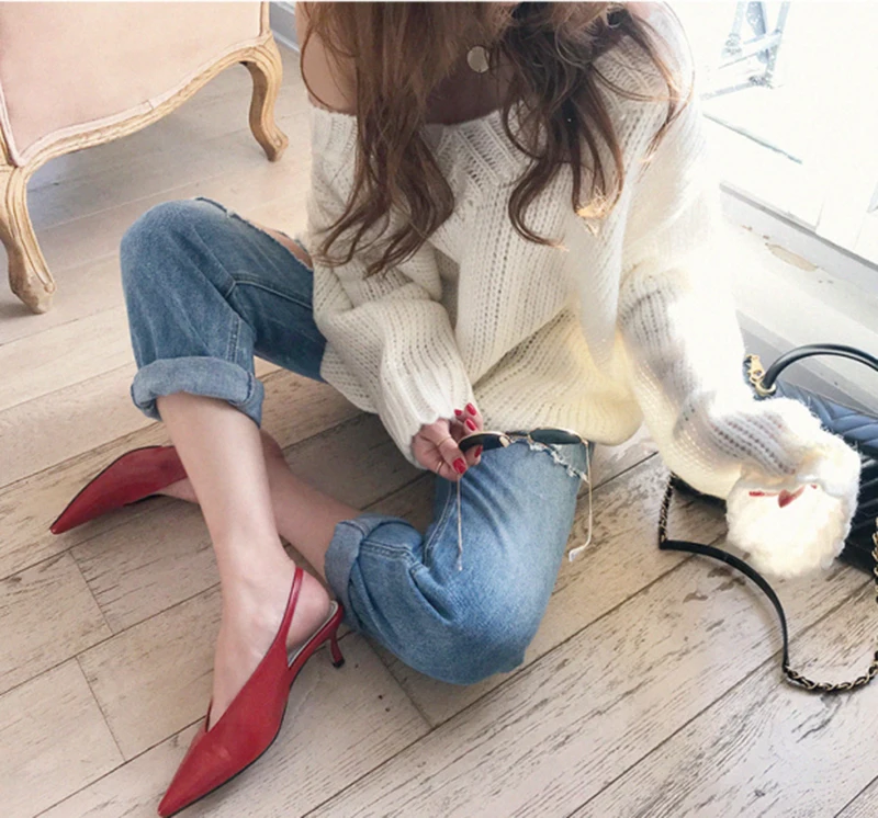 

Pullover Long Sleeve V Neck Sweater Spring Women Knitted Sweater Winter Female Fashion Loose Casual Pullovers Tops Solid Jumper