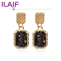 european and american style personality exaggerated series earrings luxury rhinestone hanging geometric square earrings