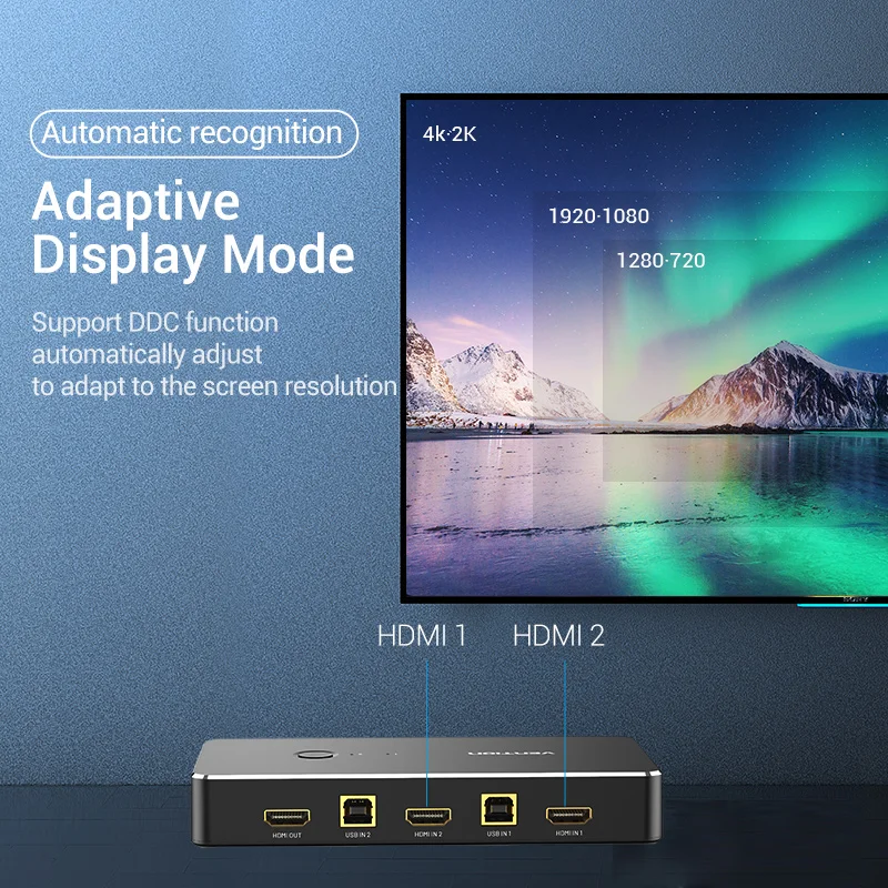 Vention HDMI KVM переключатель USB 2 0 Switcher Женский для принтера монитор клавиатура мышь
