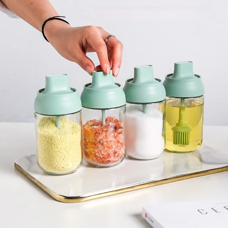 

Salt Creative Seasoning Jar Nordic Container Modern Pepper Sugar Spice Jars Set Glass Waterproof Especiero Kitchen Tools DG50SJ