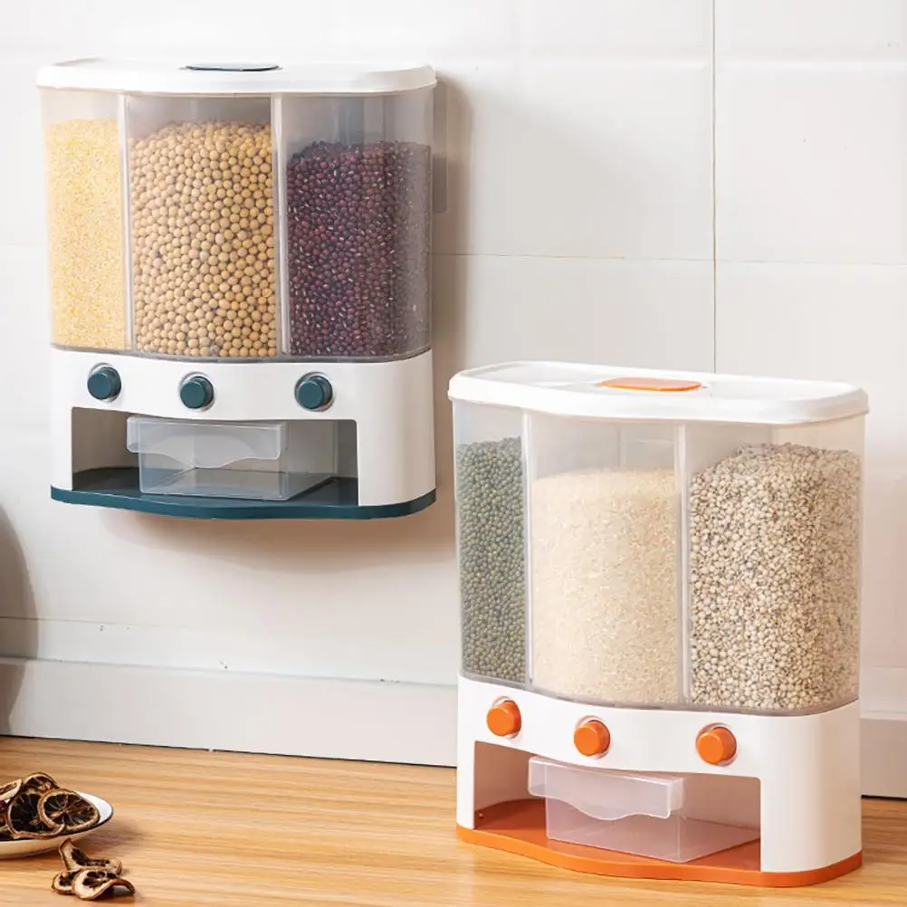 

Storage Box Wall-Mounted Grain Storage Tank Dry Food Dispenser Rice Bucket Storage Boxes for Grains Rice Beans Kitchen Bar Tool