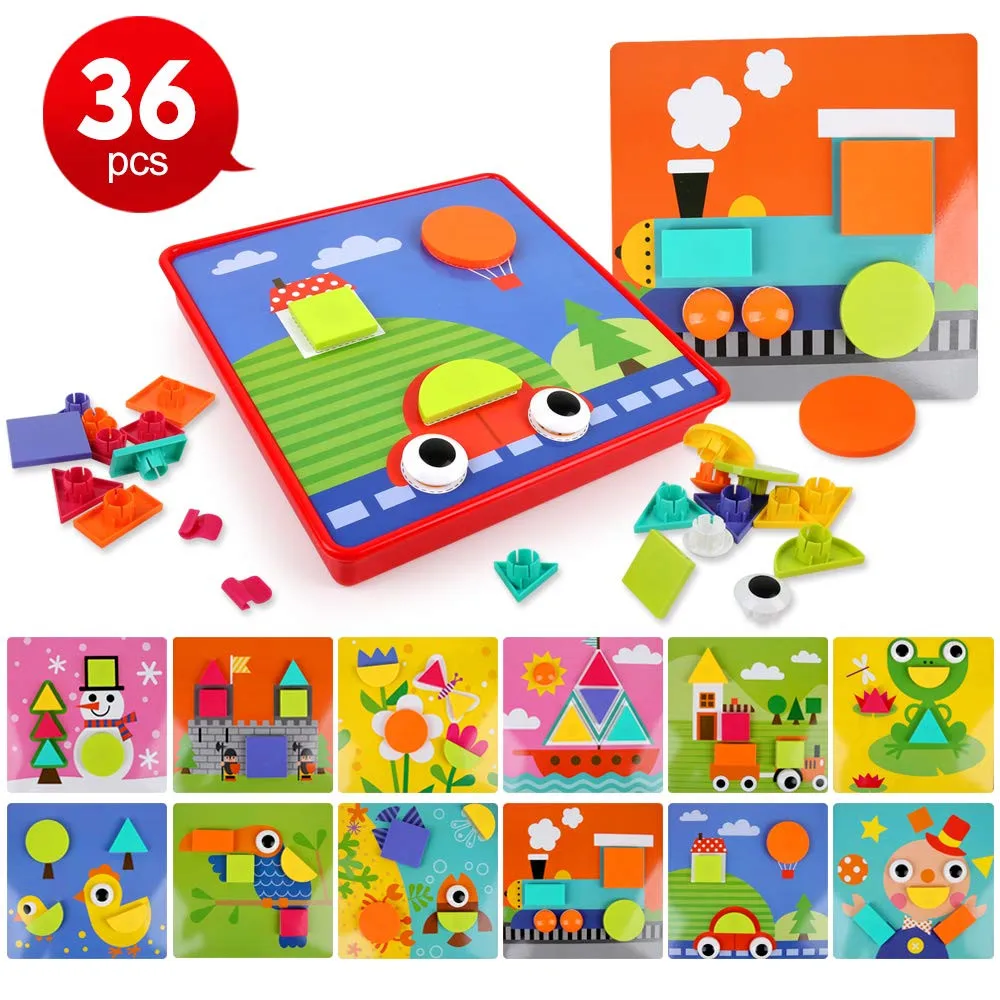 Button Art Toys цветная мозаичная доска для раннего обучения Обучающие 3D Пазлы