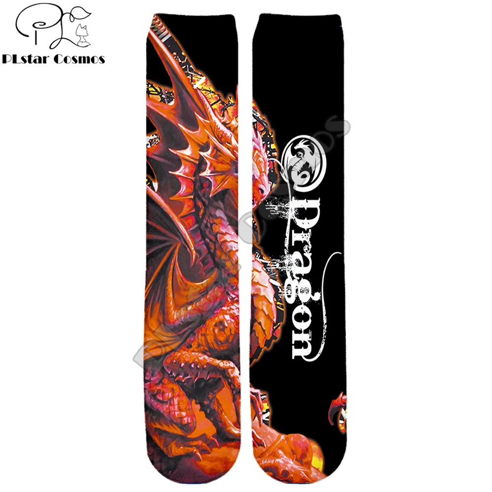

PLstar Cosmos Brand socks 2021 New Fashion Mens Socks Tattoo and Dungeon Dragon 3D Printed Unisex Casual Knee-High Sock