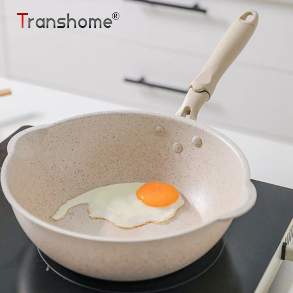 

Transhome White Large Medical Stone Frying Pan Non-stick No Fume Omelette Egg Pancake Steak Fryer Induction Cooker Gas Cooker