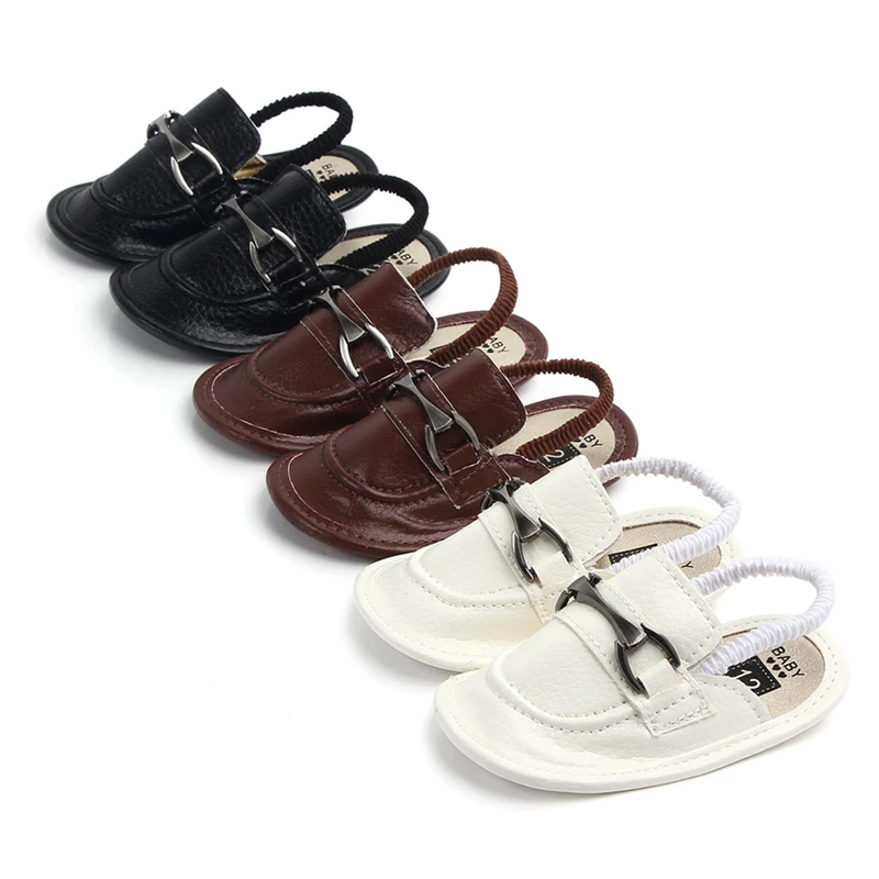 

Vintage Baby Boys Girls PU Leather Sandals Newborn Anti-Slip Soft Sole Flat Shoes Closed-Toe Toddler First Walkers