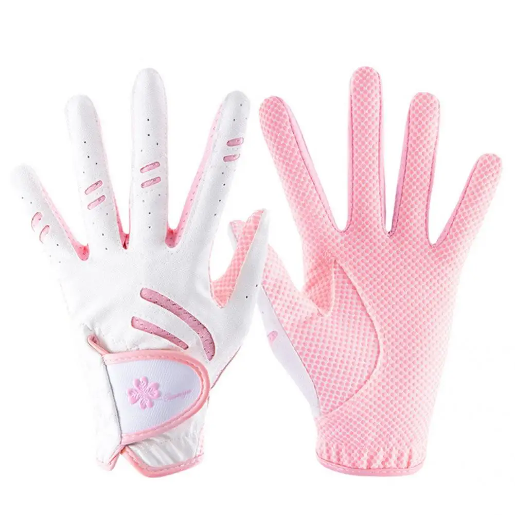 

Adjustable 1Pair Practical Women Female Golf Gloves Anti-slip Particles Golf Gloves Stretchable for Training