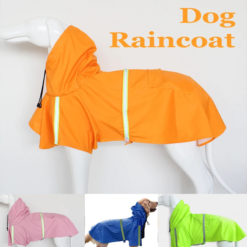 

4-5 XL Pet Dog Rainwear for Big Dog Raincoat Dog Clothes Unrestrained Outdoor Waterproof Night Reflection Hoodie Pets Acessorios