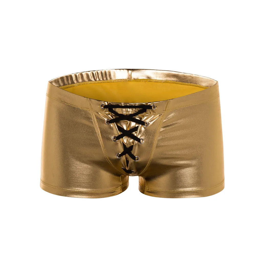 Мужские сексуальные блестящие боксеры из искусственной кожи экзотическое