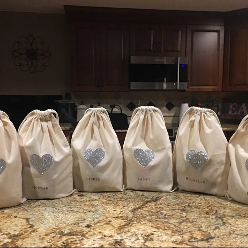 Блестящий Подарочный пакет в форме сердца индивидуальные сумочки для сувениров