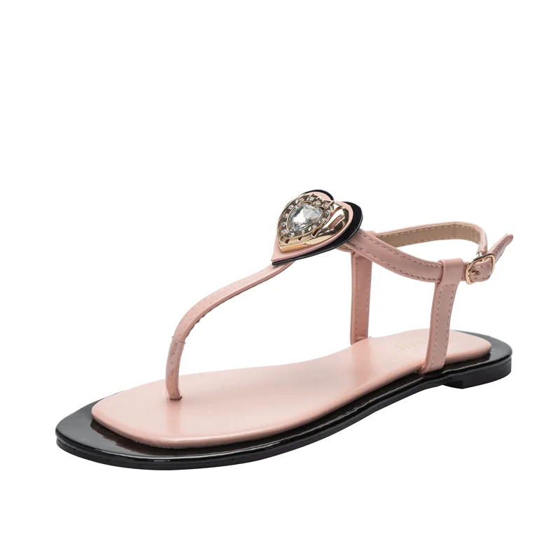 

Sandals women's 2021 new water drill clip flat bottom women's sandals outdoor one line flat heel sandals