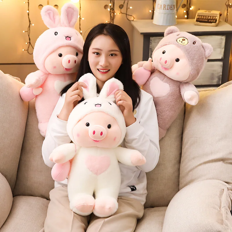 35 55 см Милая шапка с бутылкой свинья плюшевая игрушка по мотивам мультфильма