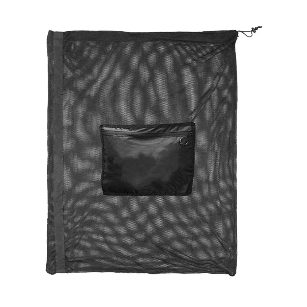 

Large Capacity Football Basketball Bag Portable Sports Net Bag Drawstring Storage Bag for Home Outdoor (Black)