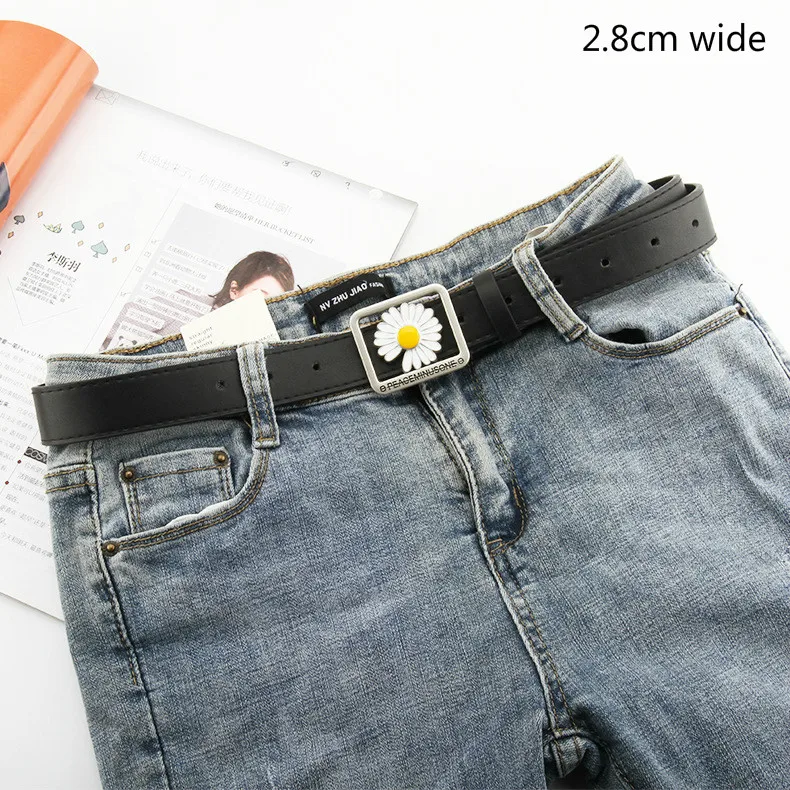 

Daisy Buckle Belt Women Imitation Leather Alloy Buckle Belt New Belt Leisure Jeans Fashion Dress Women Belt