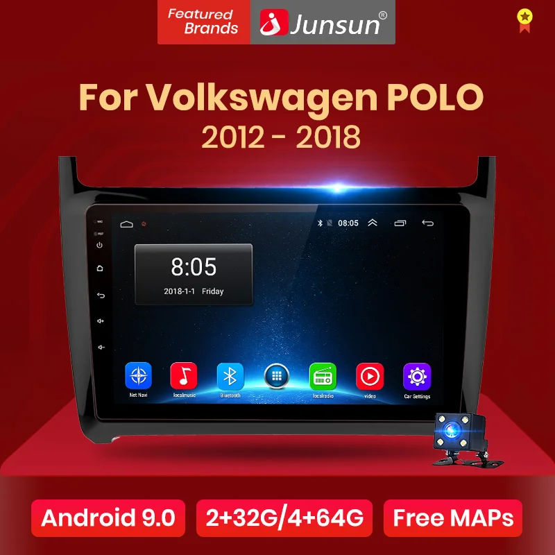 Junsun автомобильный мультимедийный плеер 2 Din Авто Android 8 1 радио для POLO 2009 2010 2011 2012 2013