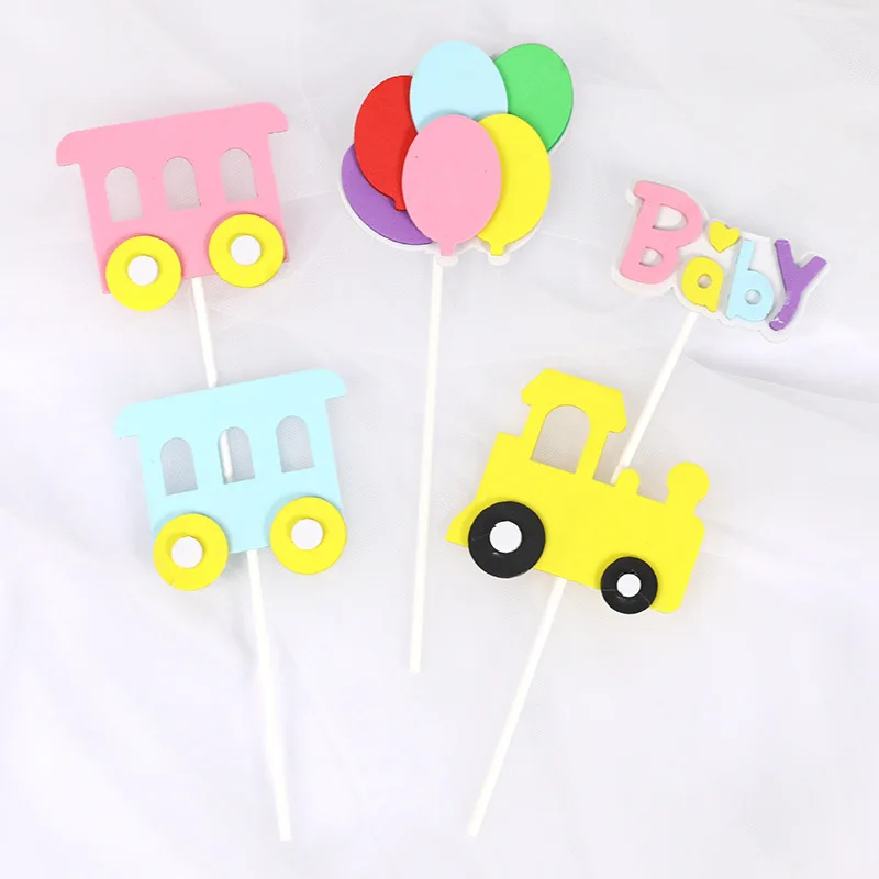 Милый набор для украшения торта из пены ЭВА маленький поезд двухслойная карточка
