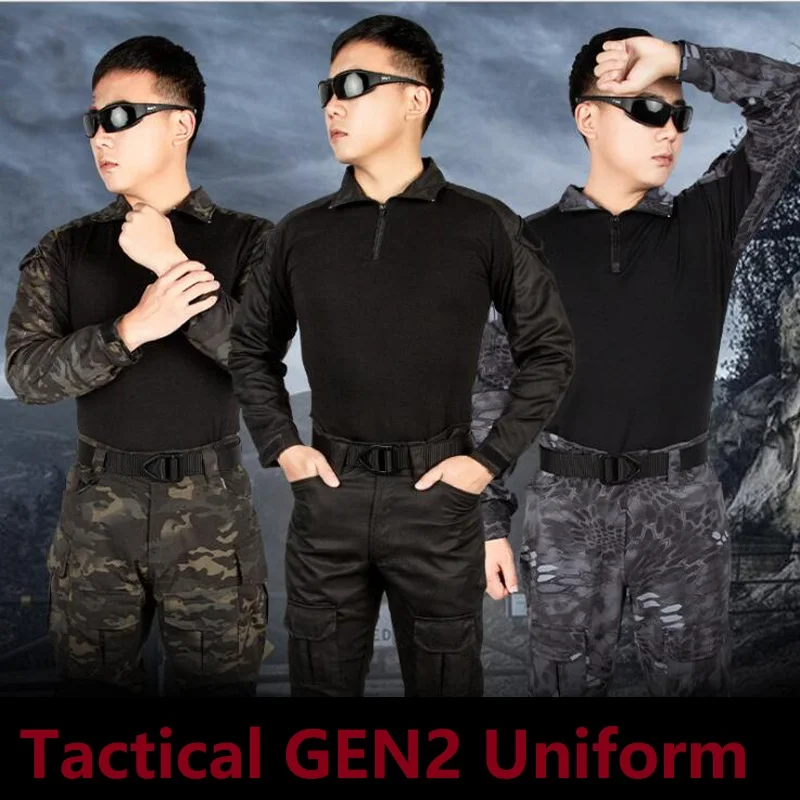 Men's Tactical Gen2 Uniform Combat Shirt &amp Pants Camouflage Airsoft Military Hunting Shooting Clothes Set | Спорт и